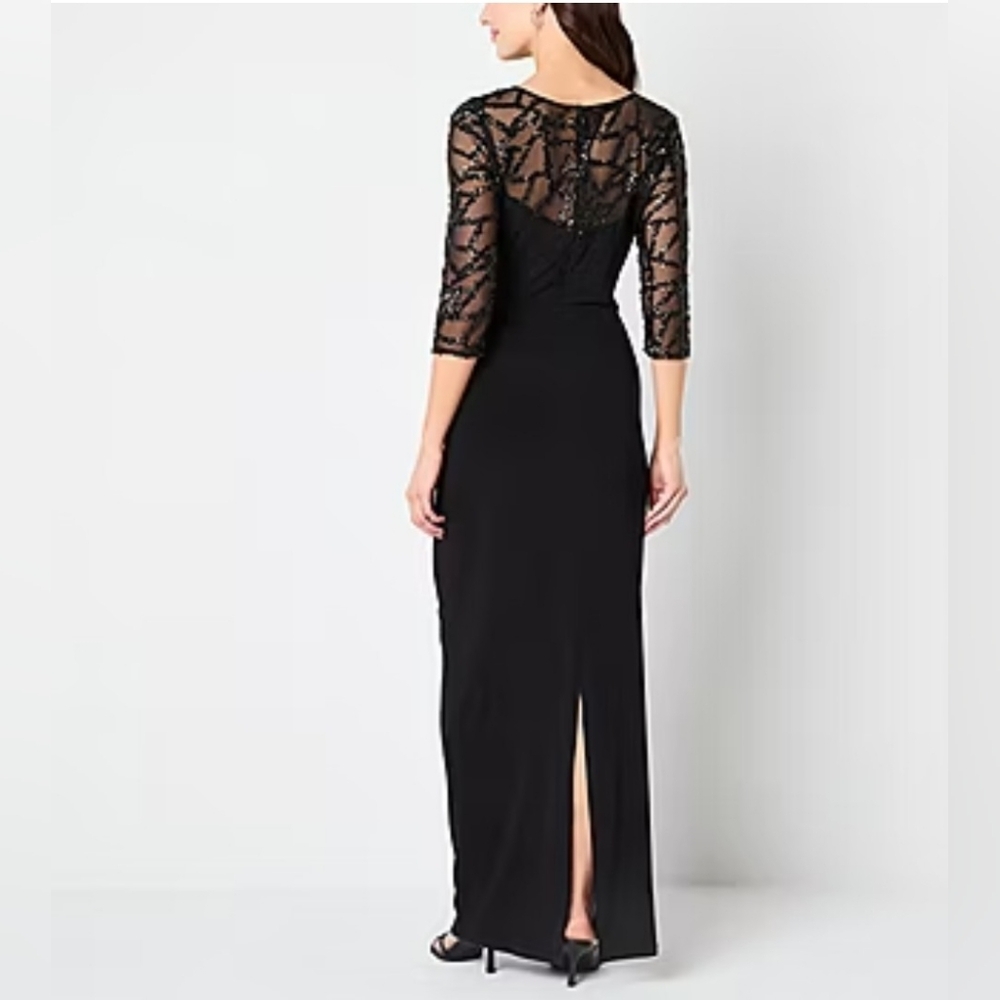 Briana Milay Sequinned 3/4 Sleeve Evening Gown - Picture 2 of 12